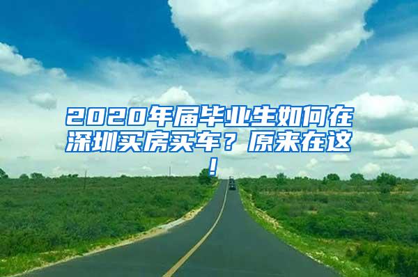 2020年届毕业生如何在深圳买房买车？原来在这！