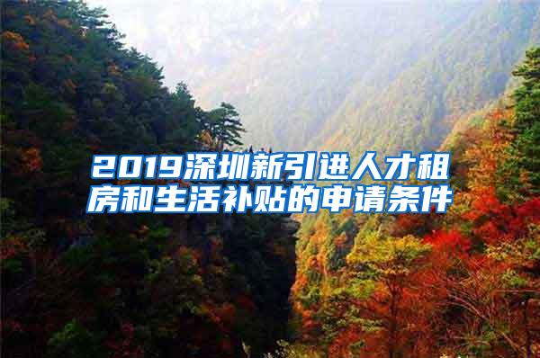 2019深圳新引进人才租房和生活补贴的申请条件