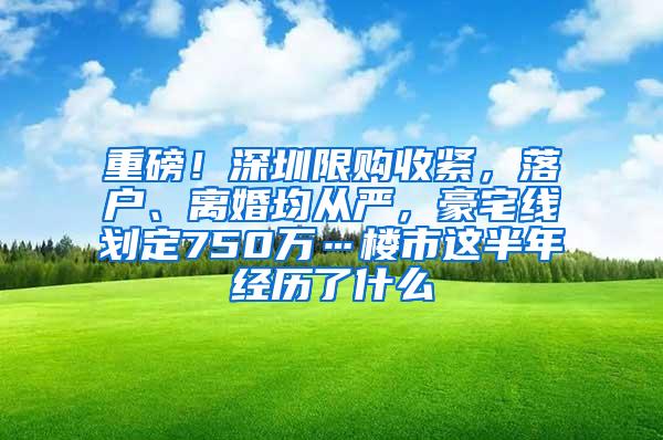 重磅！深圳限购收紧，落户、离婚均从严，豪宅线划定750万…楼市这半年经历了什么