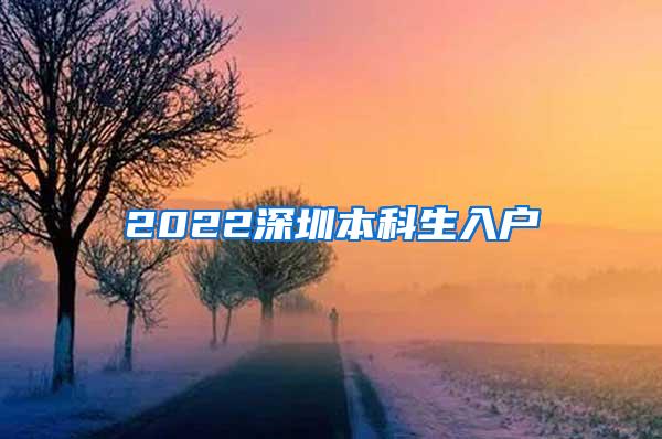 2022深圳本科生入户