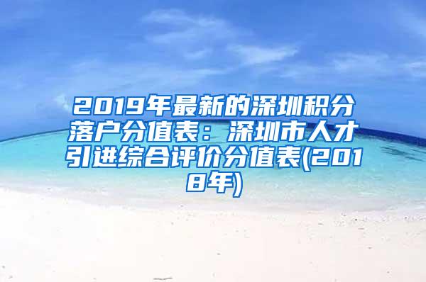 2019年最新的深圳积分落户分值表：深圳市人才引进综合评价分值表(2018年)