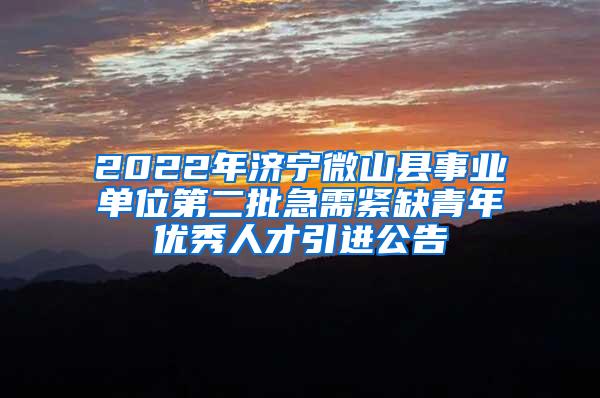 2022年济宁微山县事业单位第二批急需紧缺青年优秀人才引进公告