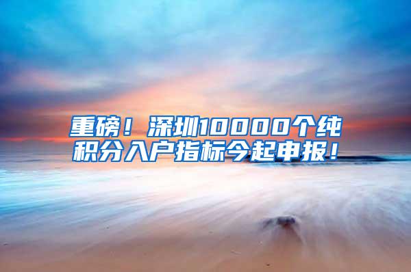 重磅！深圳10000个纯积分入户指标今起申报！