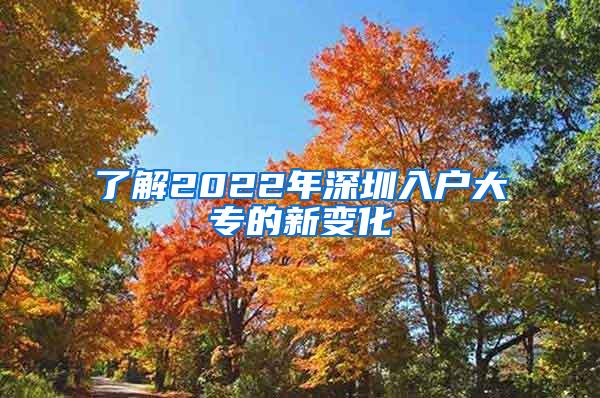 了解2022年深圳入户大专的新变化