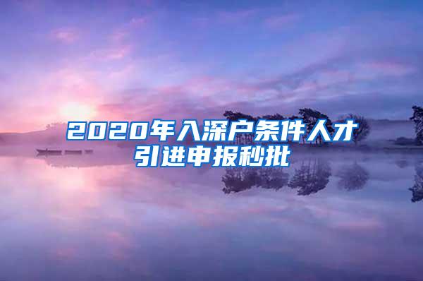 2020年入深户条件人才引进申报秒批