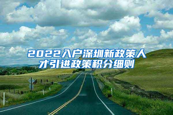 2022入户深圳新政策人才引进政策积分细则