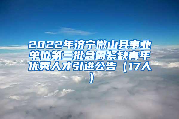 2022年济宁微山县事业单位第三批急需紧缺青年优秀人才引进公告（17人）