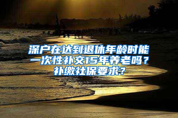 深户在达到退休年龄时能一次性补交15年养老吗？补缴社保要求？