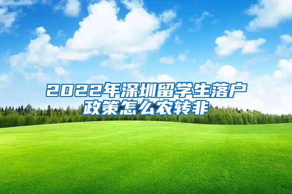 2022年深圳留学生落户政策怎么农转非