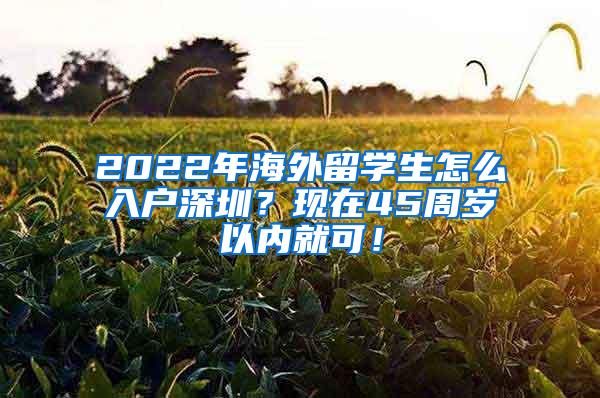 2022年海外留学生怎么入户深圳？现在45周岁以内就可！