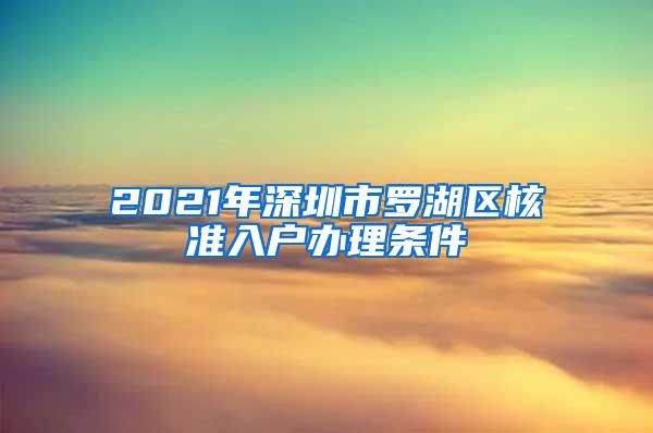 2021年深圳市罗湖区核准入户办理条件