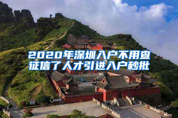 2020年深圳入户不用查征信了人才引进入户秒批