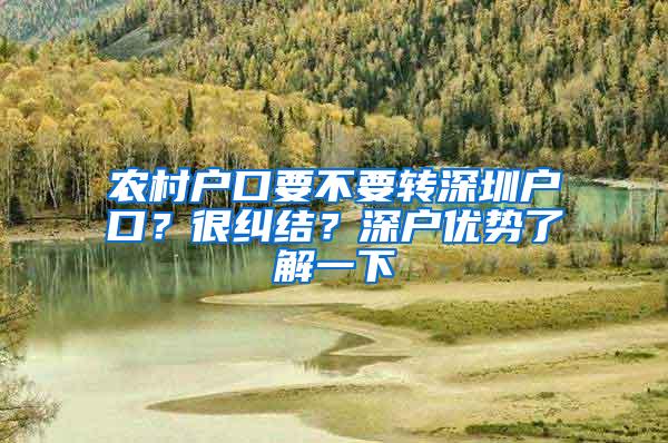 农村户口要不要转深圳户口？很纠结？深户优势了解一下