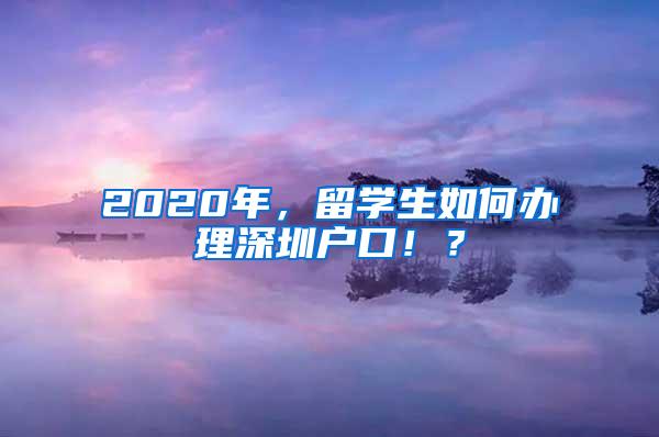 2020年，留学生如何办理深圳户口！？