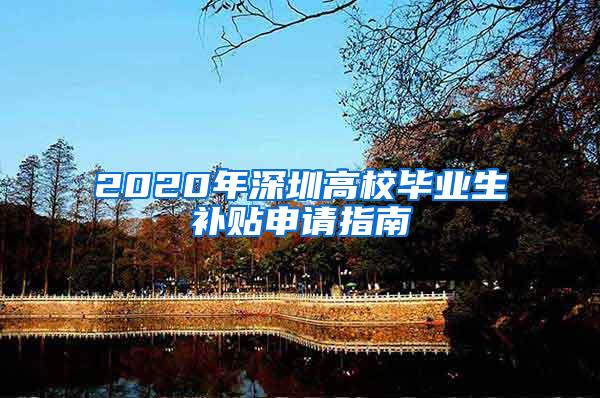 2020年深圳高校毕业生补贴申请指南