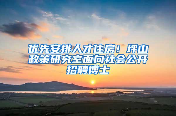 优先安排人才住房！坪山政策研究室面向社会公开招聘博士