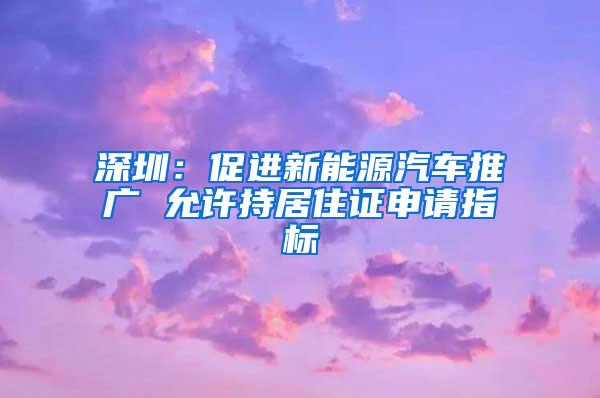 深圳：促进新能源汽车推广 允许持居住证申请指标