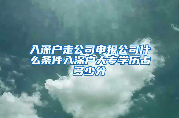 入深户走公司申报公司什么条件入深户大专学历占多少分