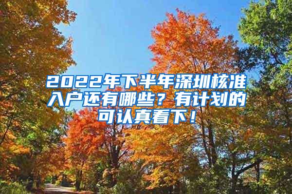 2022年下半年深圳核准入户还有哪些？有计划的可认真看下！