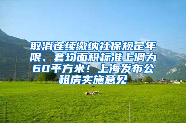 取消连续缴纳社保规定年限、套均面积标准上调为60平方米！上海发布公租房实施意见