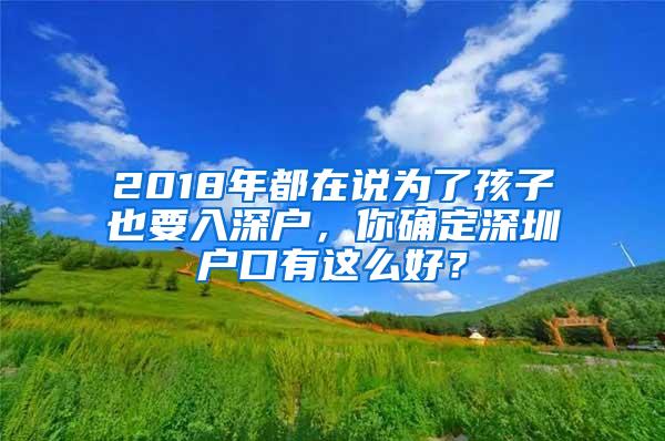 2018年都在说为了孩子也要入深户，你确定深圳户口有这么好？