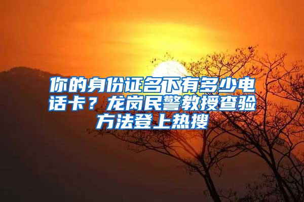 你的身份证名下有多少电话卡？龙岗民警教授查验方法登上热搜