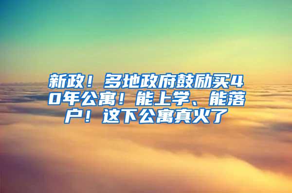 新政！多地政府鼓励买40年公寓！能上学、能落户！这下公寓真火了