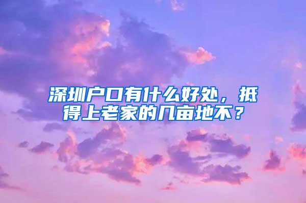 深圳户口有什么好处，抵得上老家的几亩地不？