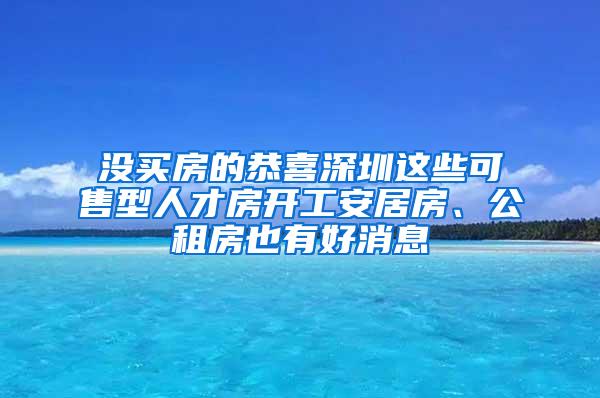 没买房的恭喜深圳这些可售型人才房开工安居房、公租房也有好消息