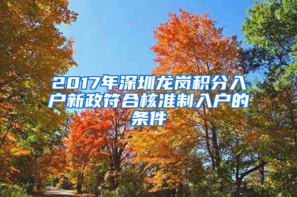 2017年深圳龙岗积分入户新政符合核准制入户的条件