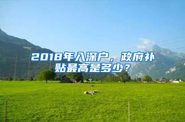 2018年入深户，政府补贴最高是多少？