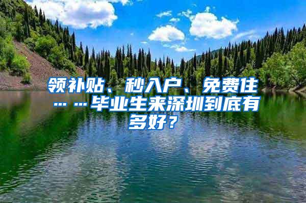 领补贴、秒入户、免费住……毕业生来深圳到底有多好？