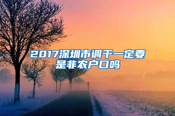 2017深圳市调干一定要是非农户口吗