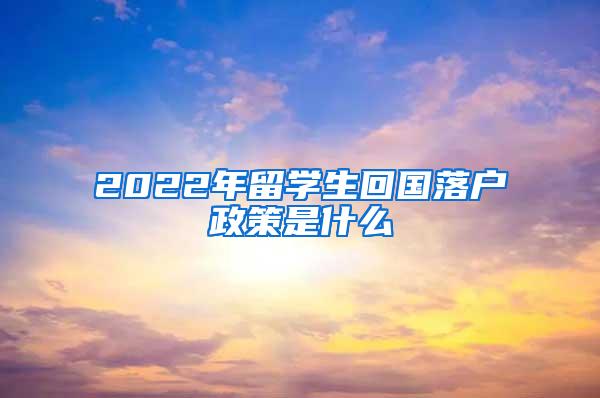 2022年留学生回国落户政策是什么