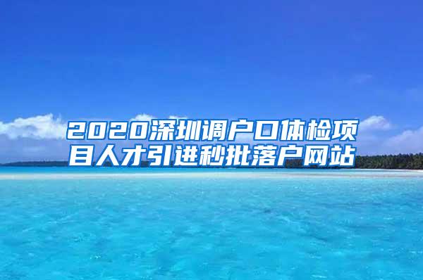 2020深圳调户口体检项目人才引进秒批落户网站