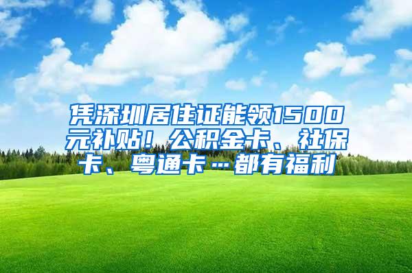 凭深圳居住证能领1500元补贴！公积金卡、社保卡、粤通卡…都有福利