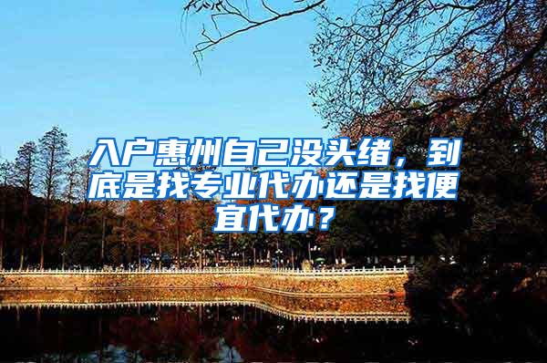 入户惠州自己没头绪，到底是找专业代办还是找便宜代办？