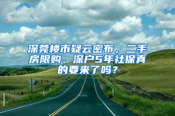 深莞楼市疑云密布，二手房限购、深户5年社保真的要来了吗？