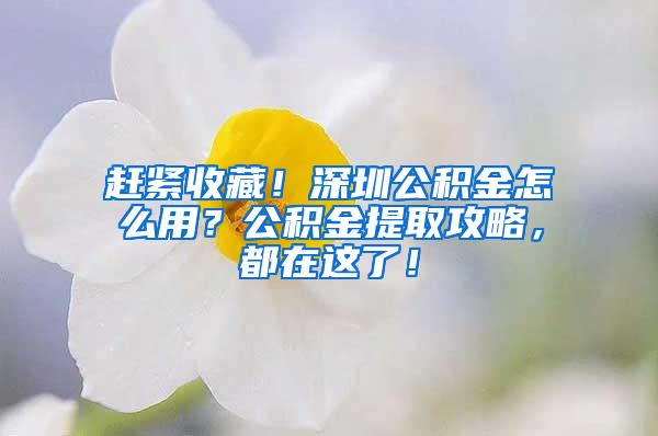 赶紧收藏！深圳公积金怎么用？公积金提取攻略，都在这了！