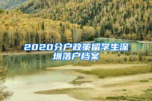 2020分户政策留学生深圳落户档案