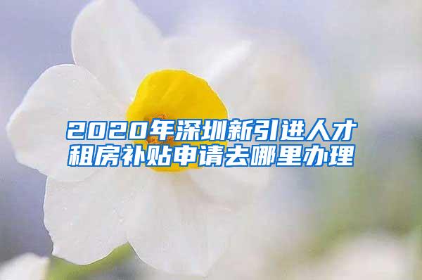 2020年深圳新引进人才租房补贴申请去哪里办理