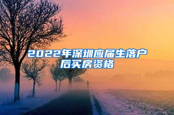 2022年深圳应届生落户后买房资格