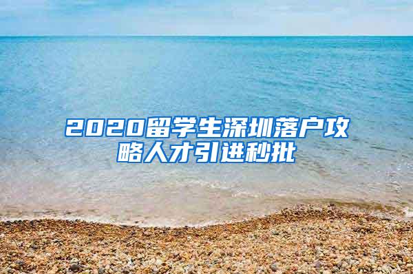 2020留学生深圳落户攻略人才引进秒批