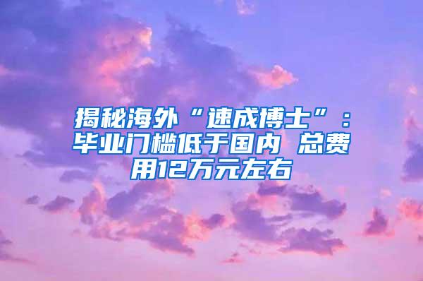 揭秘海外“速成博士”：毕业门槛低于国内 总费用12万元左右