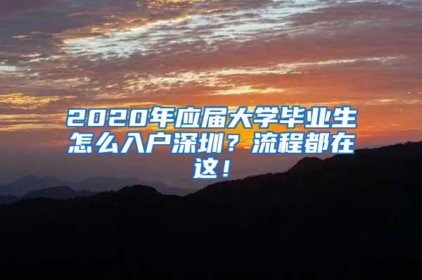 2020年应届大学毕业生怎么入户深圳？流程都在这！