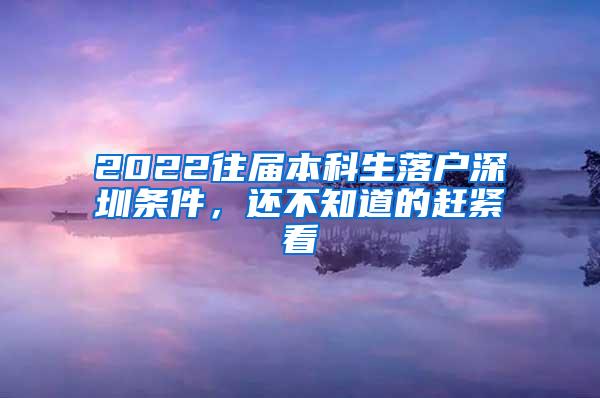 2022往届本科生落户深圳条件，还不知道的赶紧看