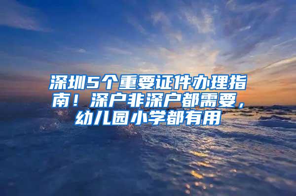 深圳5个重要证件办理指南！深户非深户都需要，幼儿园小学都有用