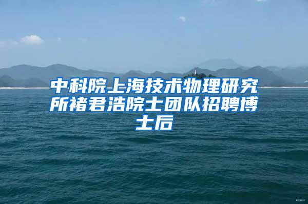 中科院上海技术物理研究所褚君浩院士团队招聘博士后