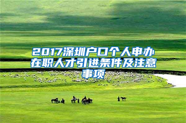 2017深圳户口个人申办在职人才引进条件及注意事项