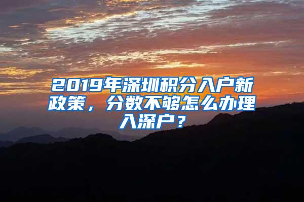 2019年深圳积分入户新政策，分数不够怎么办理入深户？